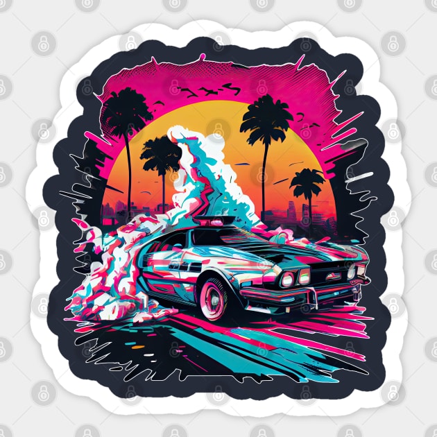 On The Wheel Caps - Miami Sunset Speed Race Sticker by GlossyEmpress